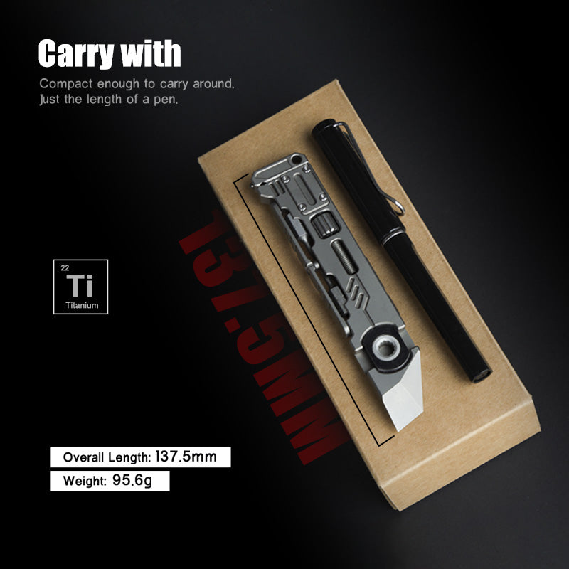 PryMax 2.0 Titanium All-in-1 Multi-Function Pry Bar - GR5 with 12 Tools & 5 Tritium Slots EDC