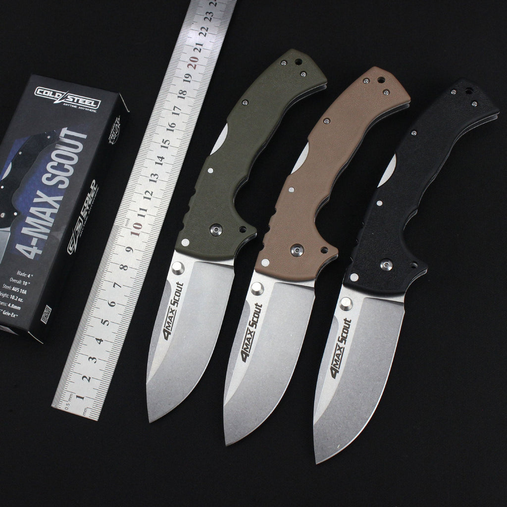 Folding Knife Cold Steel Pocket Knife Stonewashed Nylon Fiber Handle EDC Camping Tactical Knife