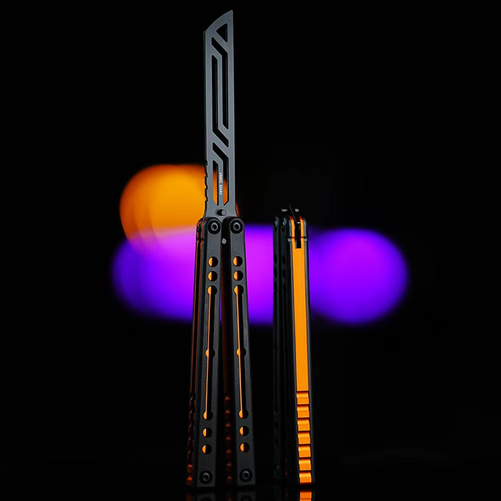 Nautilus V2 Balisong Trainer - Armed Shark 7075 Aluminum G10 Carbon Fiber Butterfly Knife