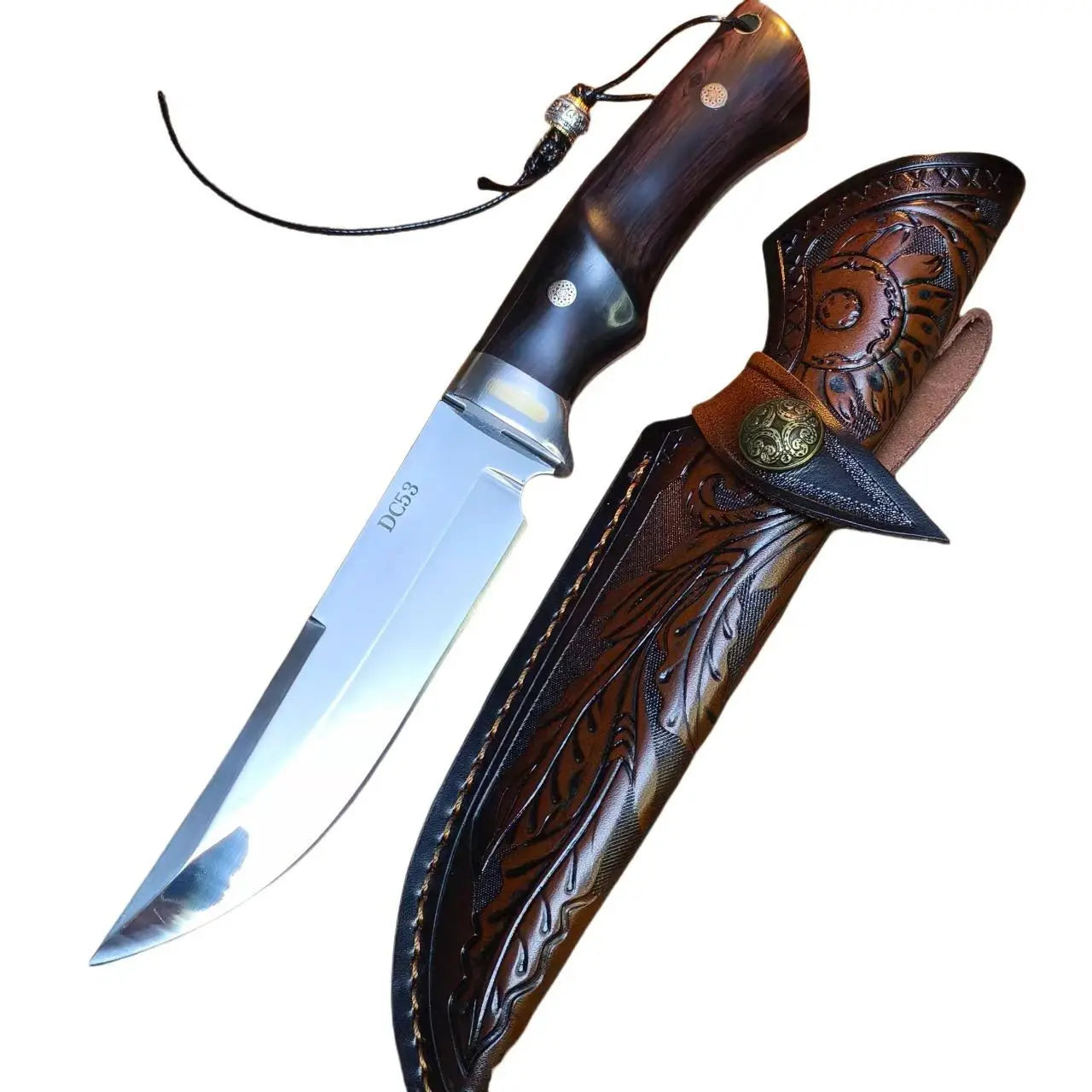 Fixed Blade Knife DC53 Steel Tactical Knife 61 HRC Ebony Handle Outdoor Survival Knife