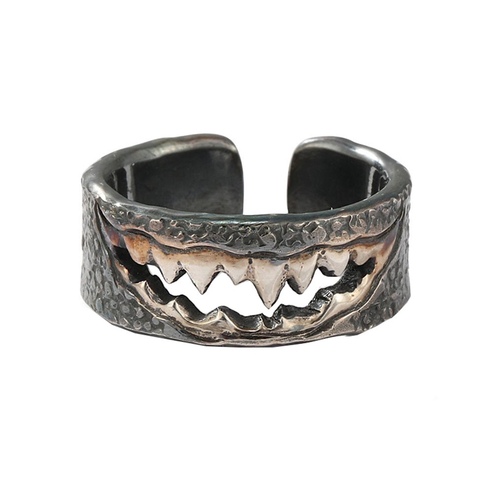 Venom Silver Plated Brass Ring - Handmade Adjustable Punk Biker Jewelry