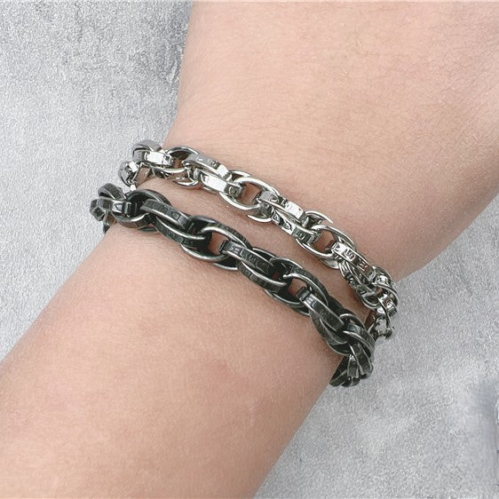 Vintage Six-Character Mantra Bracelet | Twisted Dragon Bone Titanium Steel