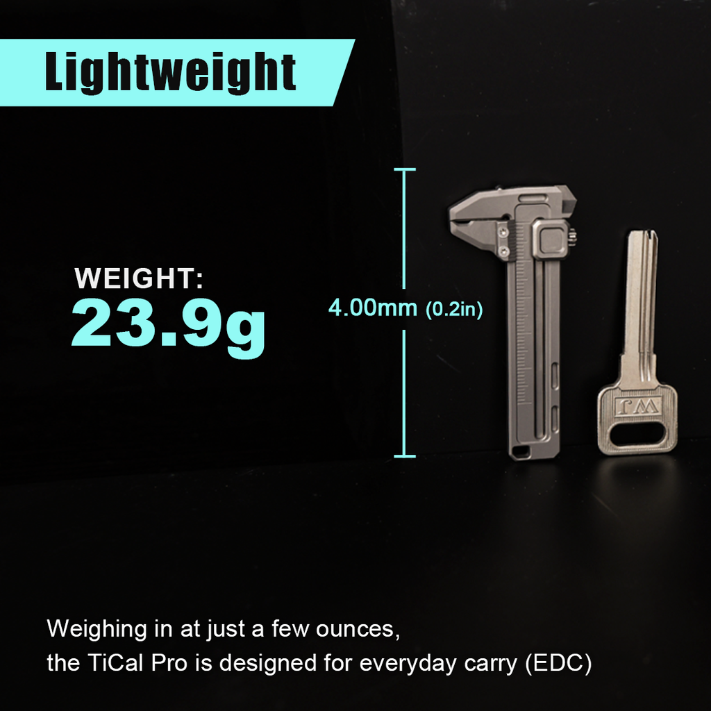 TiCal Pro GR5 Titanium Mini Caliper - 9-in-1 Multi-Function EDC Measurement Tool
