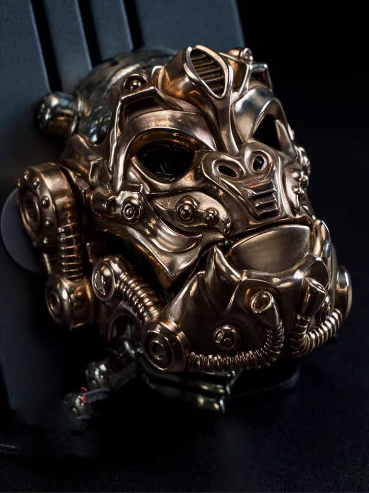 Bronze Mechanical Gorilla Skull Mask - Interactive EDC Art