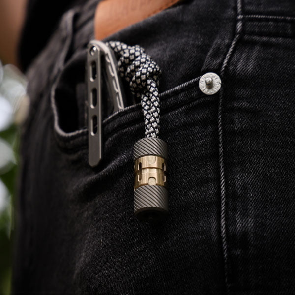 ScrewMaster Titanium EDC Pendant - Lanyard Bead with Hidden Bit Driver & Tritium Slots