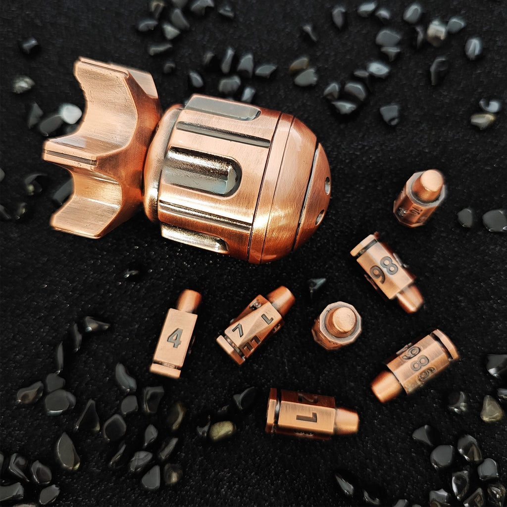RocketDice Rotating Metal Dice Set - Zinc Alloy Bullet-Inspired EDC Fidget