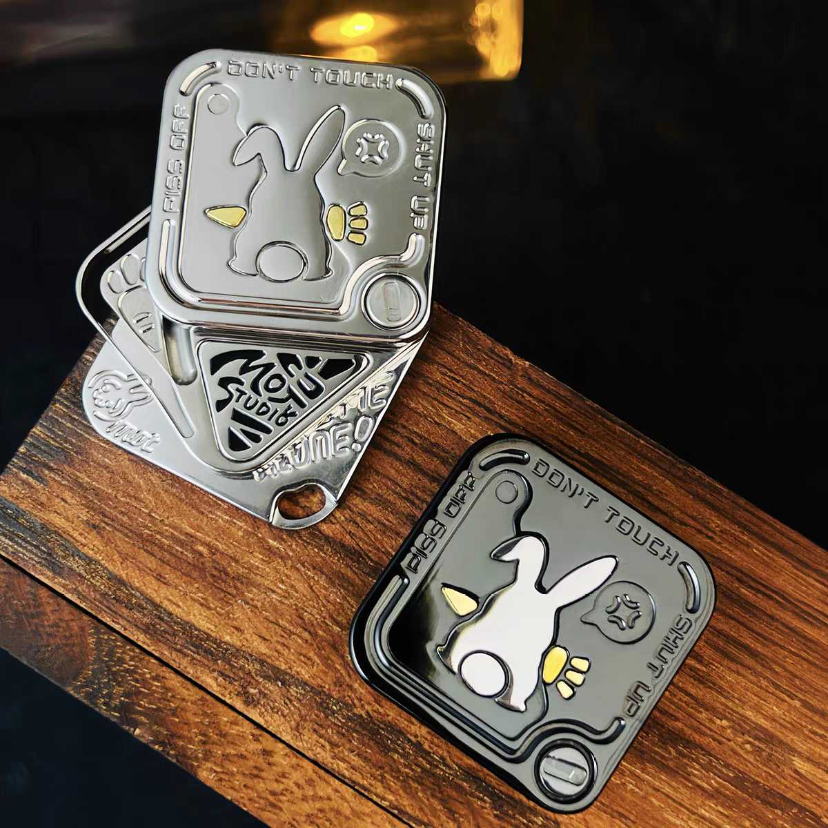 Stainless Steel Rabbit Snap Fidget Slider - Side-Push EDC