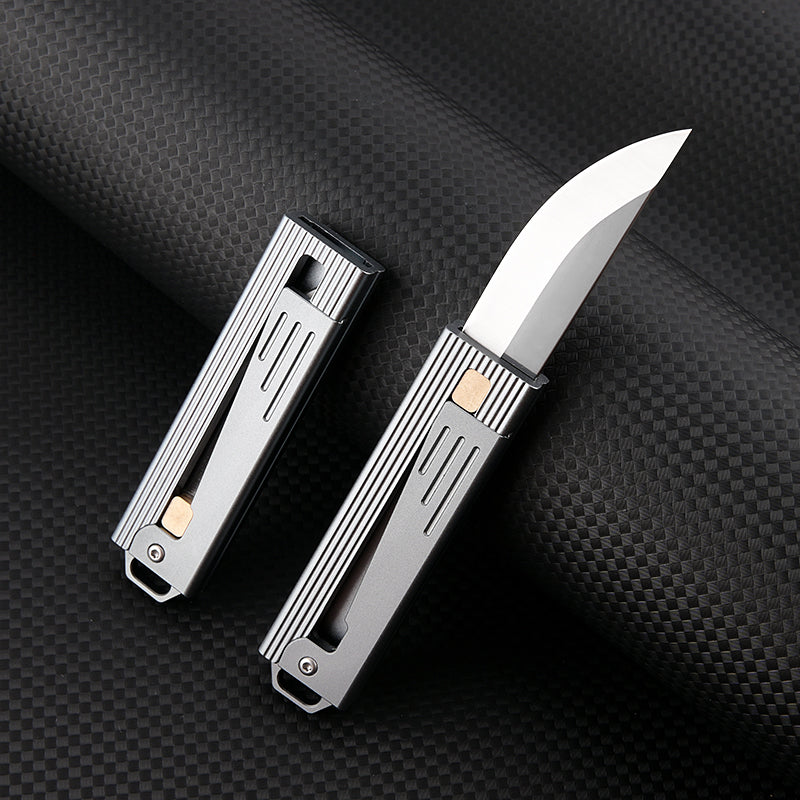 Folding Knife Tactical Knife D2 Steel Gravity Opening Aluminum Handle EDC Knife Stress Relief