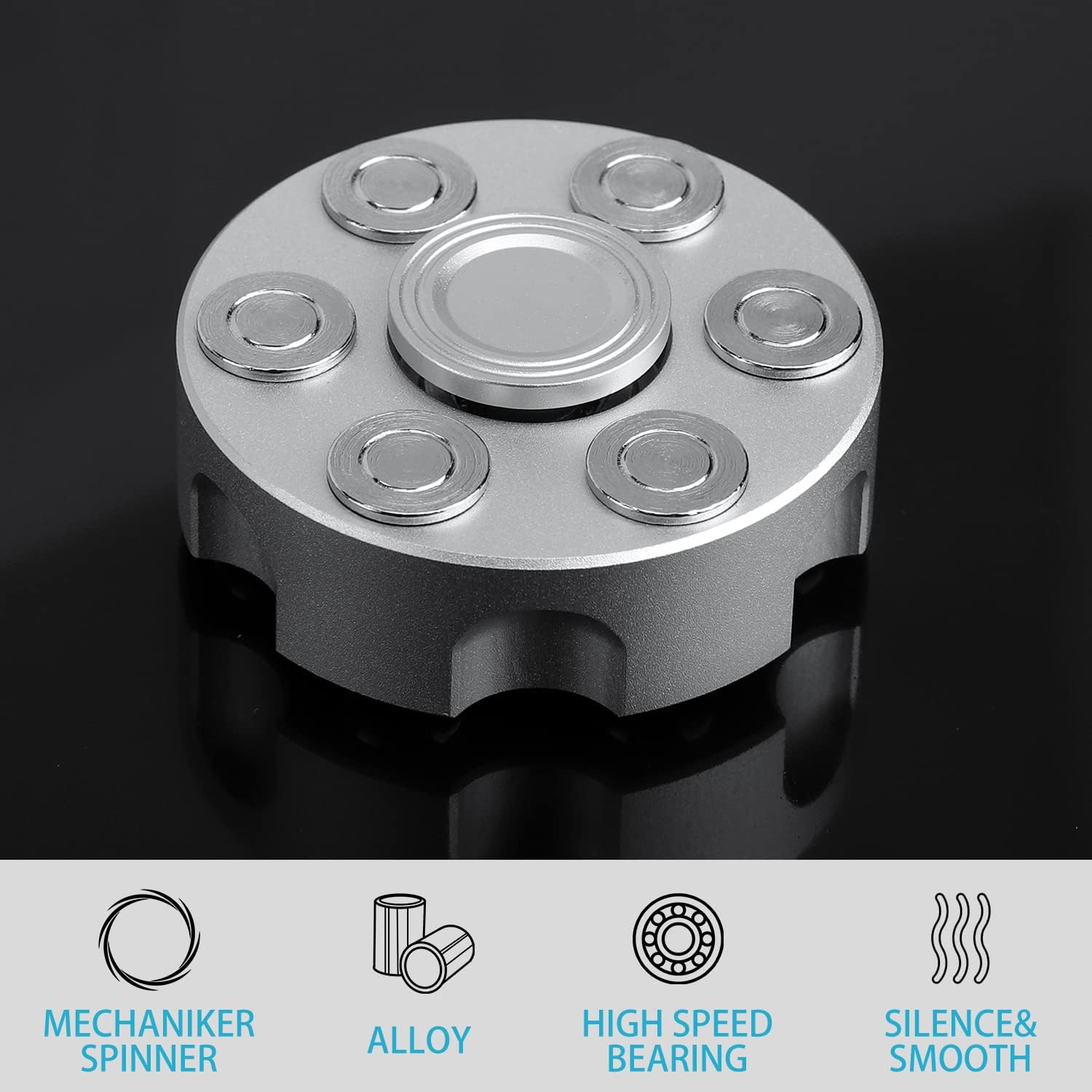 Spin Chamber Revolver Fidget Spinner - Metal EDC Stress Relief Toy
