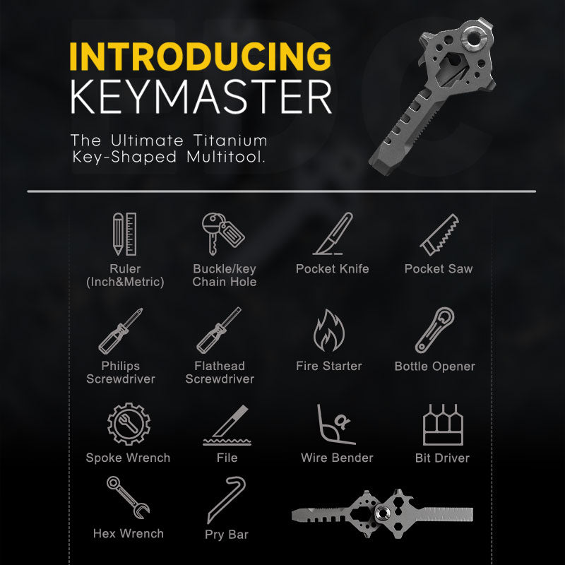 Keymaster Titanium 12-in-1 EDC Multi-Tool - Compact Versatile Design