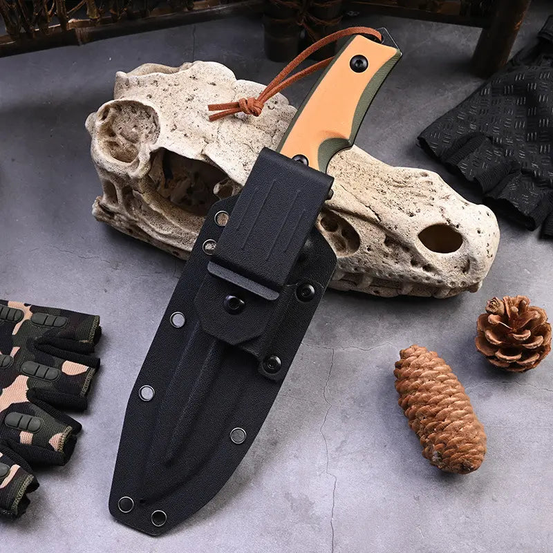 Fixed Blade Knife G10 Handle Kydex Sheath Stonewash Heavy Duty Survival Camping Tactical
