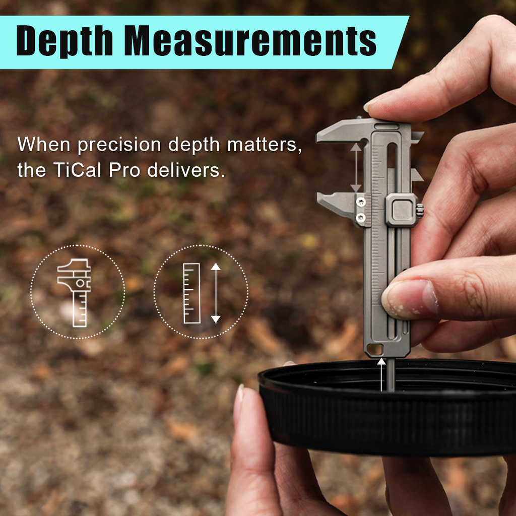TiCal Pro GR5 Titanium Mini Caliper - 9-in-1 Multi-Function EDC Measurement Tool