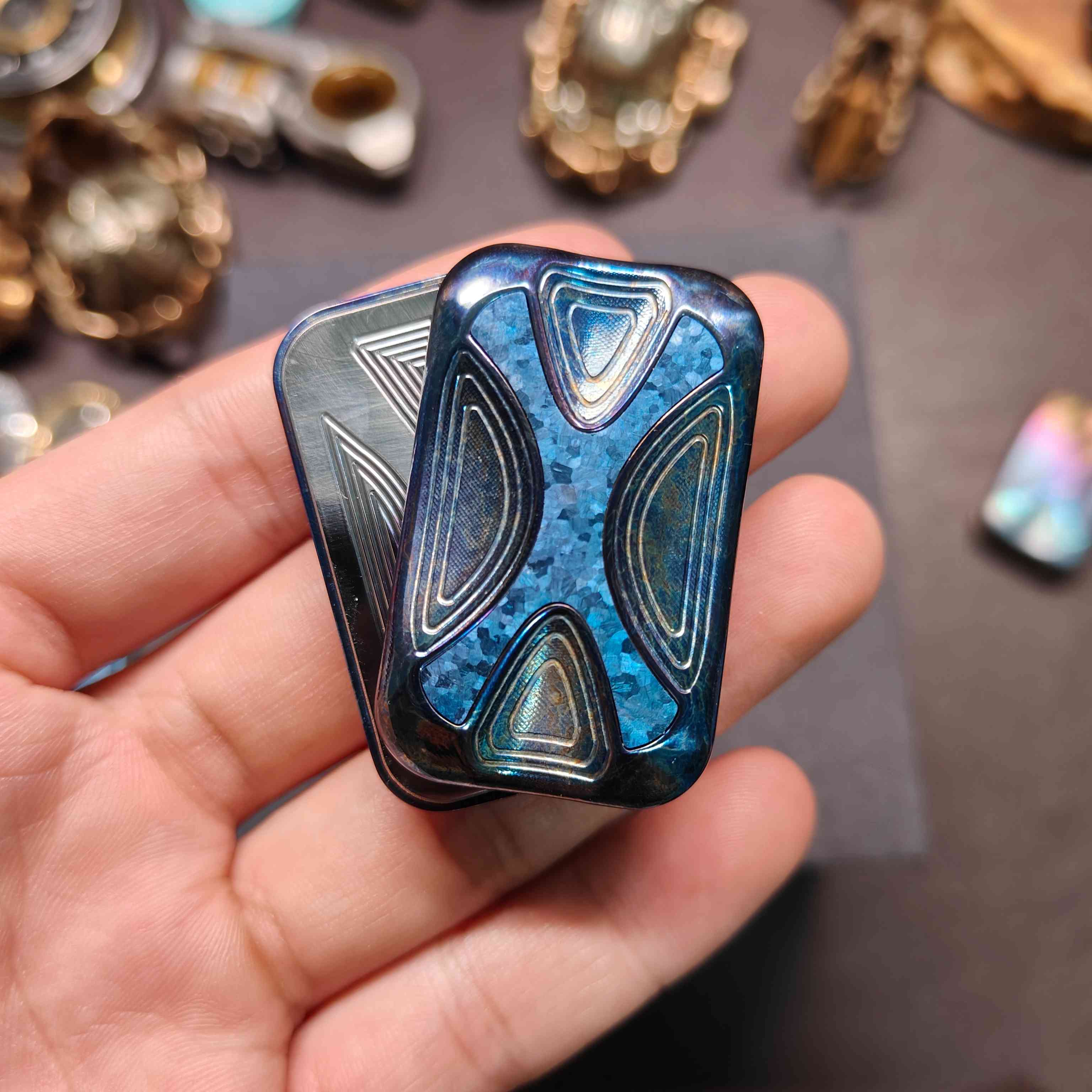 Fidget Slider Titanium Infinite Position Vibration Feedback - XX Brass Spring EDC Stress Relief