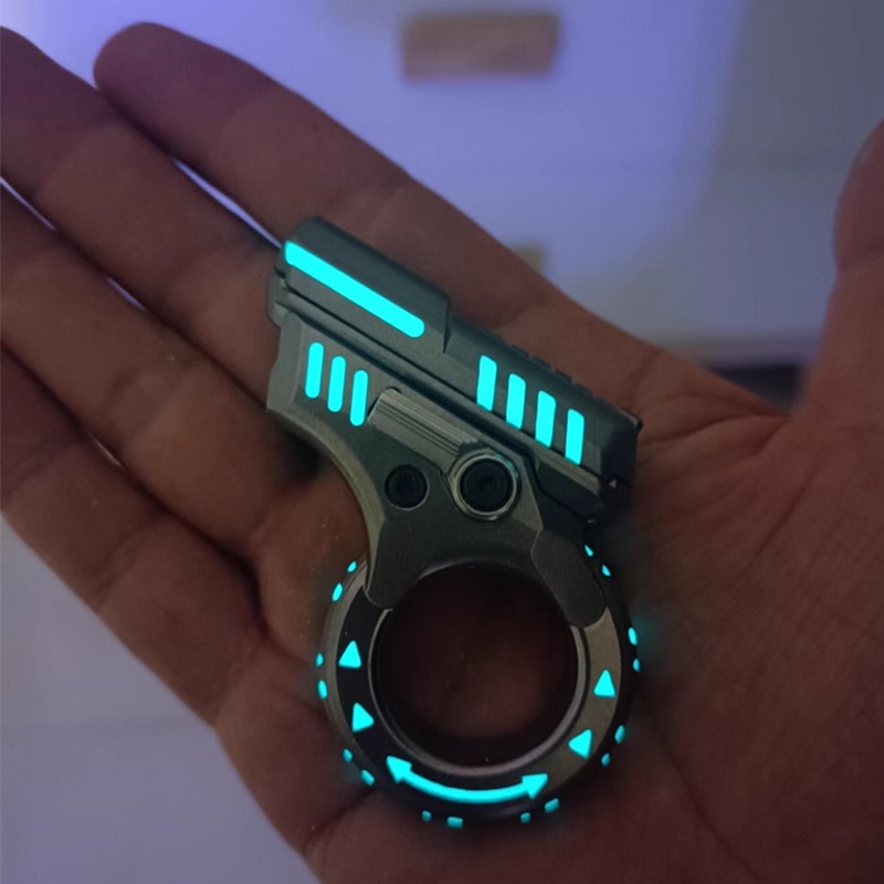 Mini Marksman Titanium Magnetic Fidget Toy - Metal with Pop Push Press, Slider & Ratchet Ring