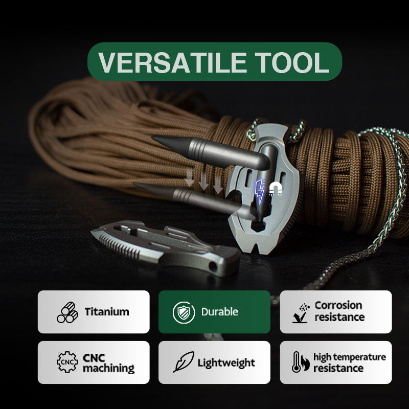 Flounder 1.0 Titanium EDC Pendant - Multi-Tool with Pen & Firestarter