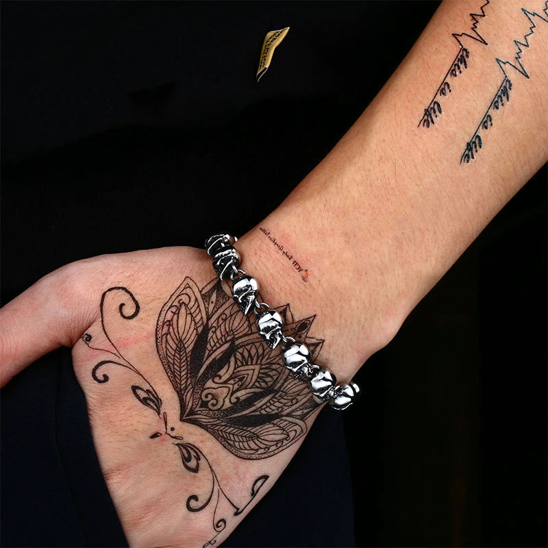 Skull Bracelet – Viking Graveyard Gothic Punk Chain Handcrafted