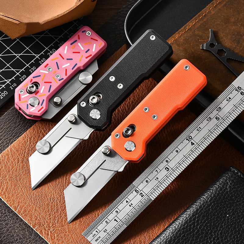 ViperSlide Heavy-Duty Folding Utility Knife - G10 Handle with Axle Lock Multi-Function