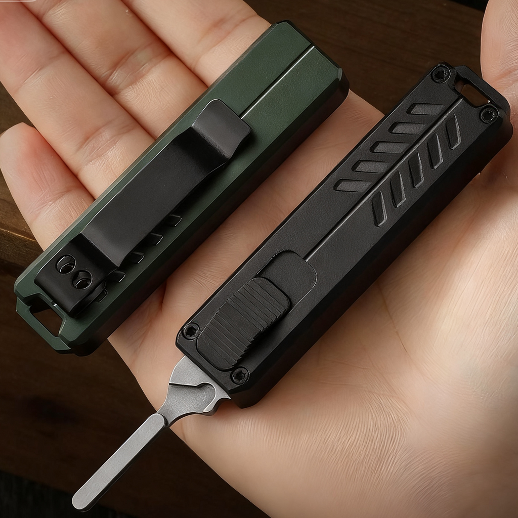 OTF Utility Knife Aluminum Replaceable Blade EDC Box Cutter Compact Pocket Knife