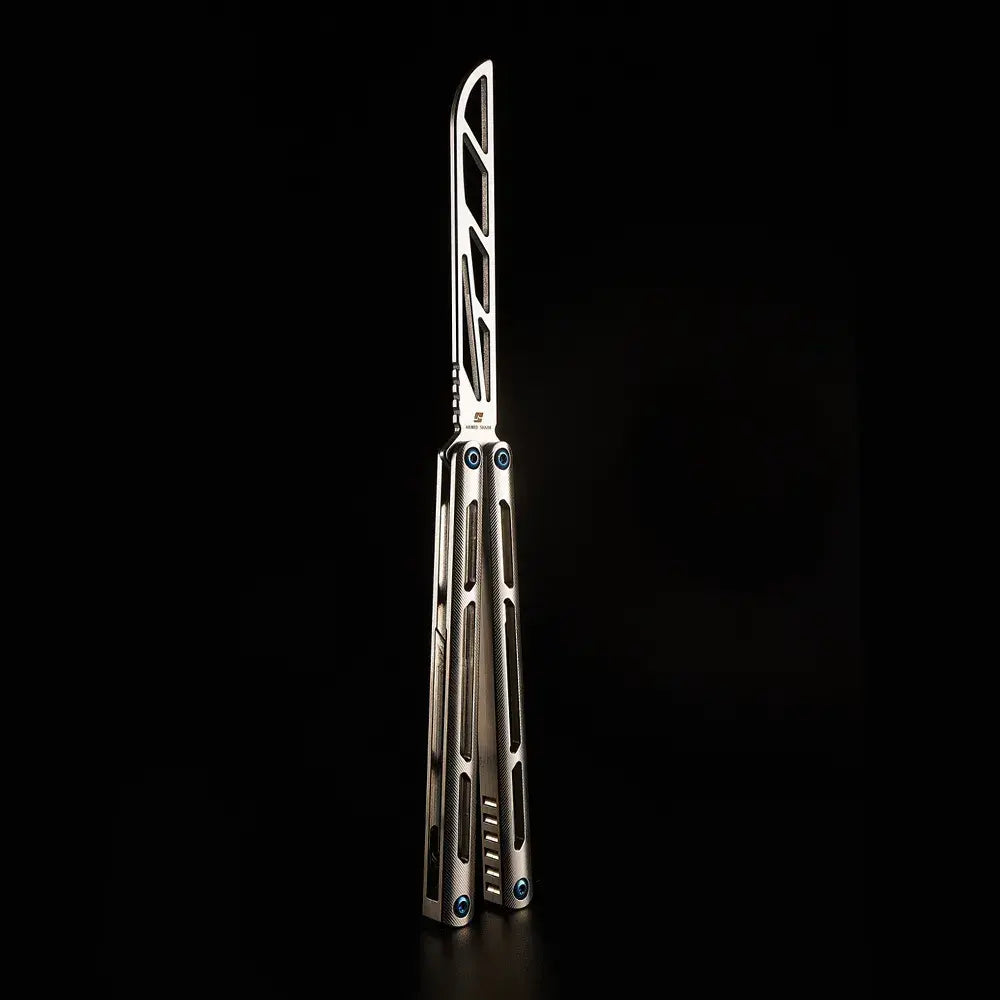 TC4 Titanium Balisong Trainer Knife - Armed Shark Tsunami DLC Butterfly Flipper