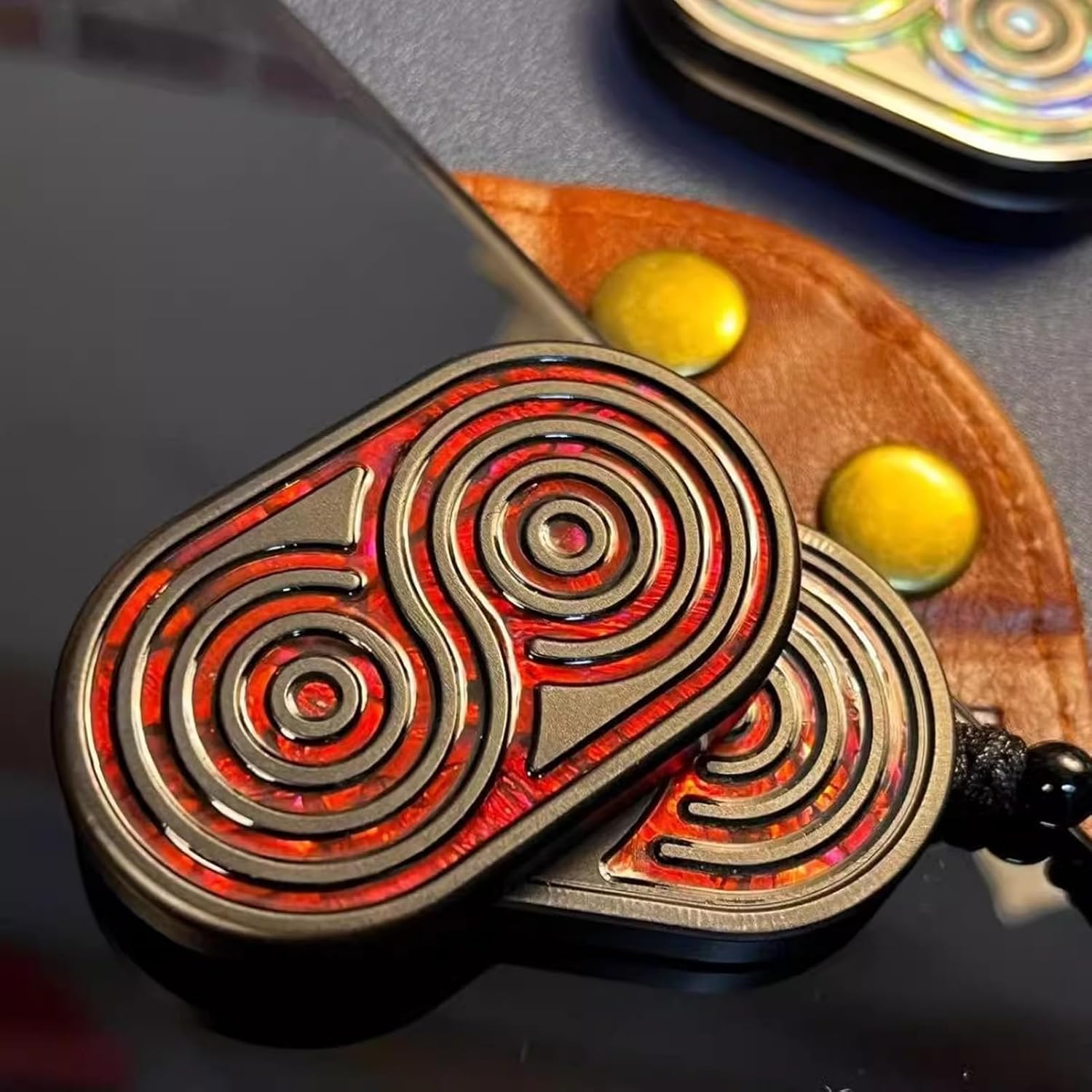 Blood Whirl 3.04 Stainless Steel Fidget Slider | Interactive Push Toy