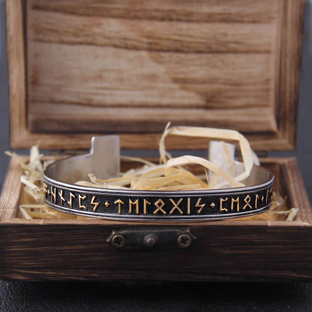 Viking Bracelet – Ancient Rune Cuff Norse Gothic Biker Statement Bangle