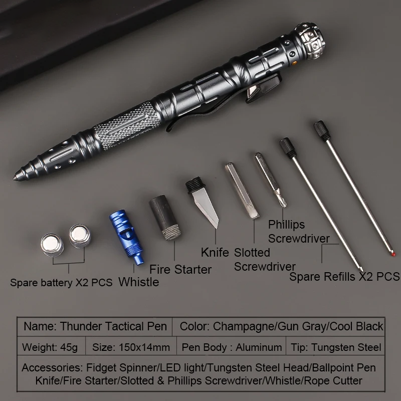 SpinStrike 9-in-1 Multi-Functional Tactical Pen - Heavy-Duty EDC