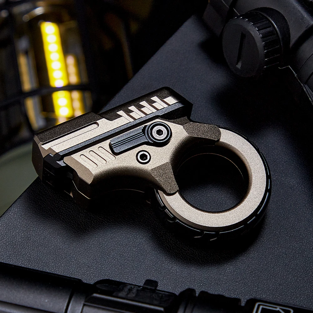 Mini Marksman Titanium Magnetic Fidget Toy - Metal with Pop Push Press, Slider & Ratchet Ring