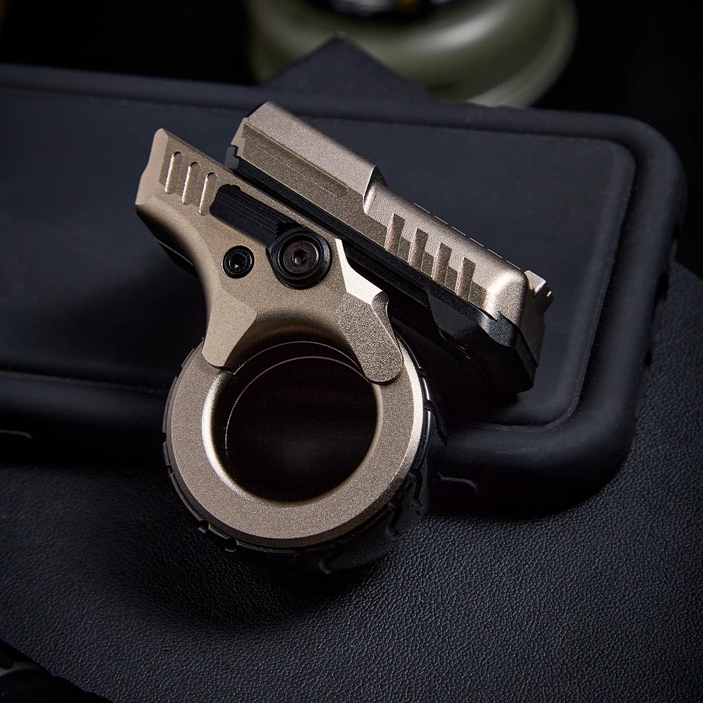 Mini Marksman Titanium Magnetic Fidget Toy - Metal with Pop Push Press, Slider & Ratchet Ring