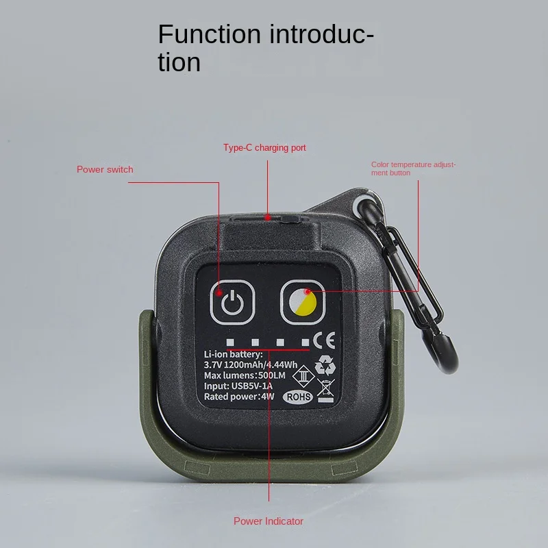 RuggedCompass Keylight - 500LM Rotating Keychain Flashlight with 4 Color Temps