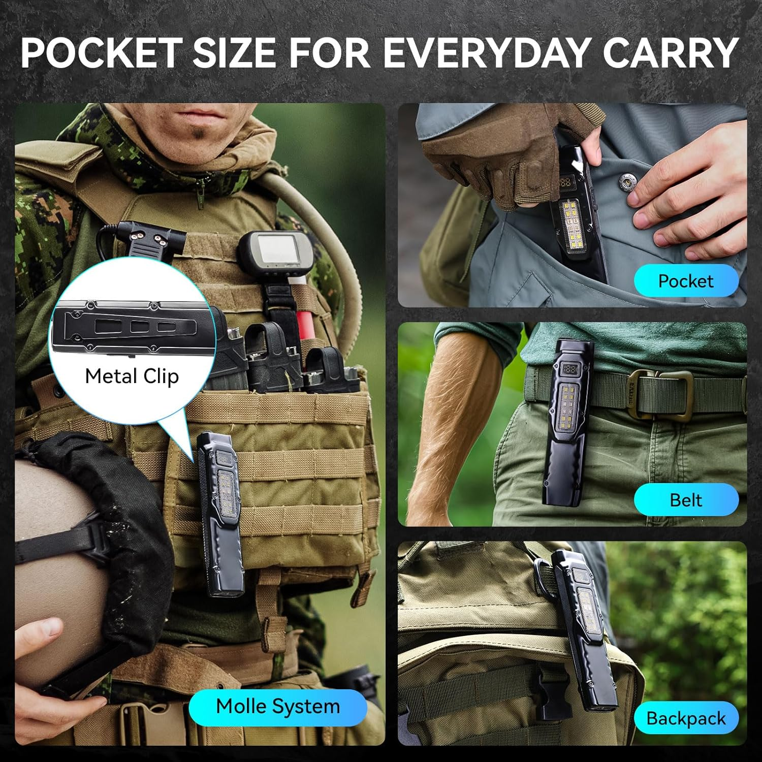 NightGuard Tactical Edge Rechargeable Flashlight - 1300 Lumen Flat EDC