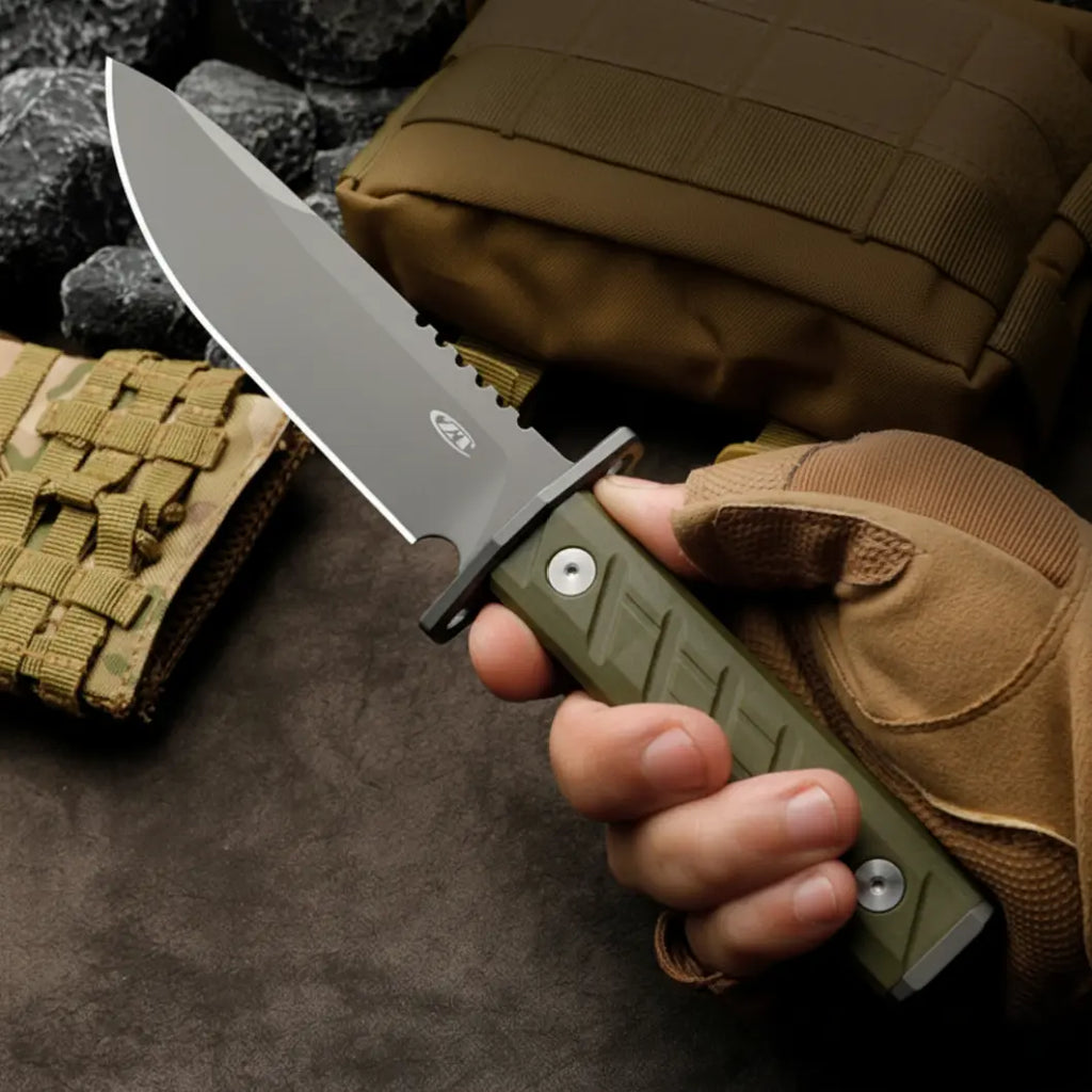Survival Knife Fixed Blade Knife 7Cr Steel Titanium Coating Hunting Knife Camping Bushcraft Tactical