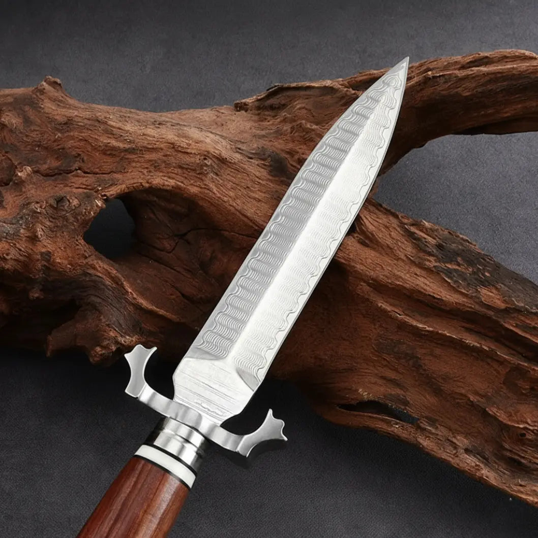 Fixed Blade Knife Damascus Steel Hunting Knife Handcrafted 60 HRC Outdoor Survival Knife