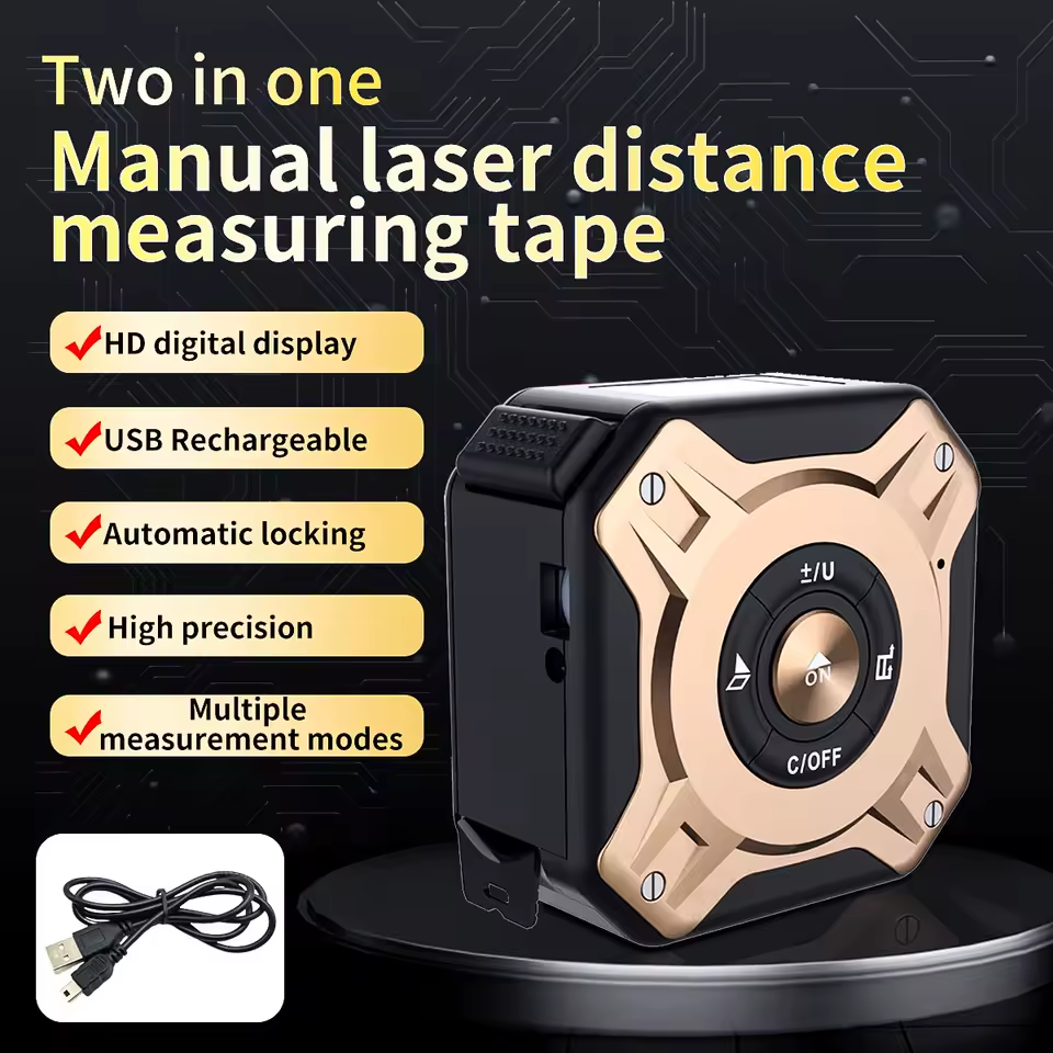 Laser Tape Measure 2-in-1 135ft USB Rechargeable Digital Construction DIY Professional