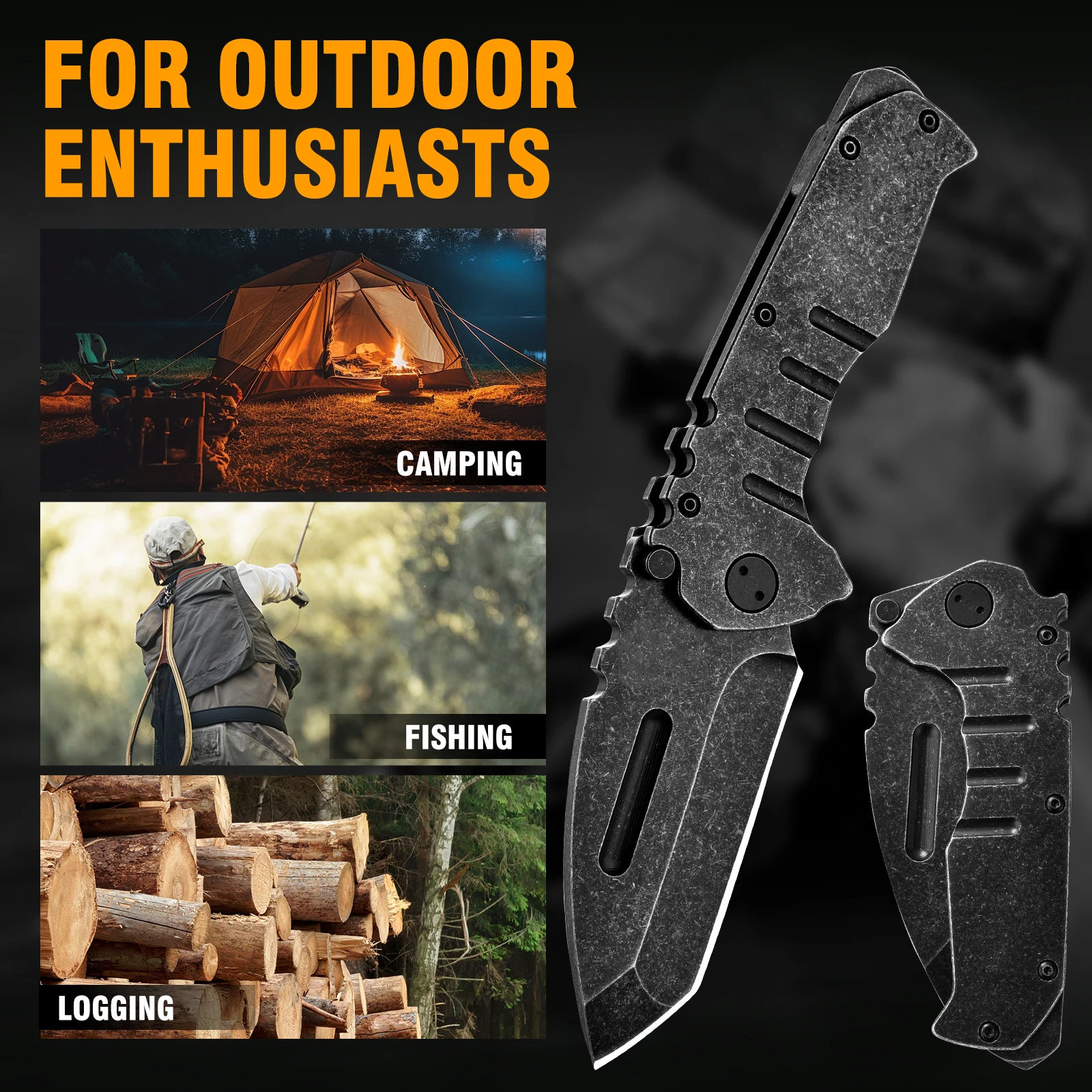 Folding Machete Folding Knife D2 Steel 59-60 HRC Camping Machete Outdoor Knife EDC Survival Knife