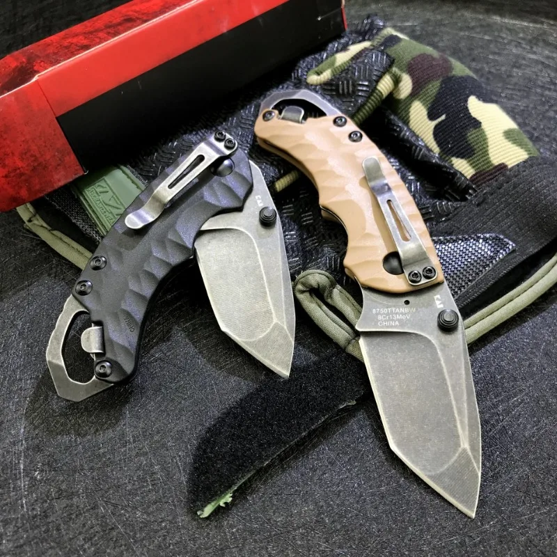 Kershaw 8750 Folding Pocket Knife - 8Cr13MoV Tanto Blade with Dual Thumbstuds EDC