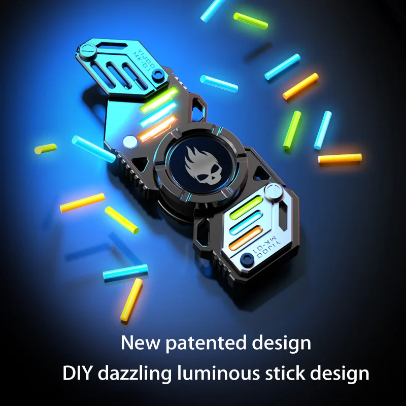 Fidget Spinner Metal Glow in the Dark Skull UFO - CosmoGlow Stainless Steel R188 Bearing EDC