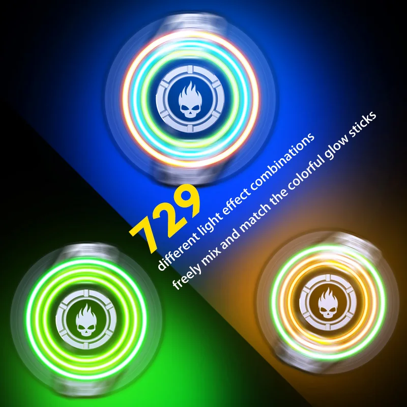 Fidget Spinner Metal Glow in the Dark Skull UFO - CosmoGlow Stainless Steel R188 Bearing EDC