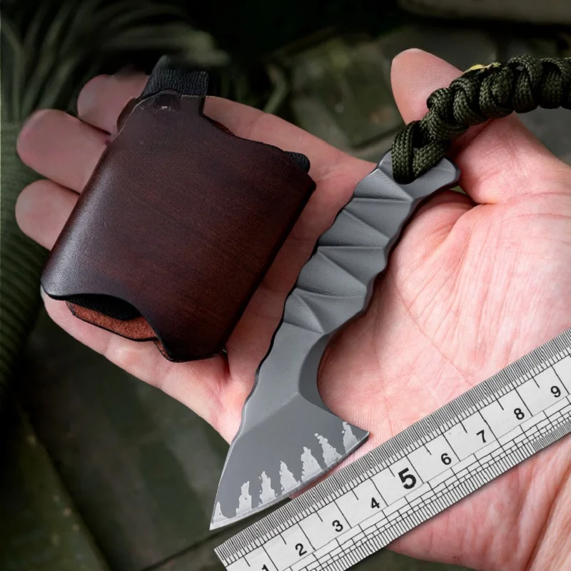 Lil' Axion D2 Steel Mini Tactical Axe Knife - One-Piece Construction with Sheath EDC
