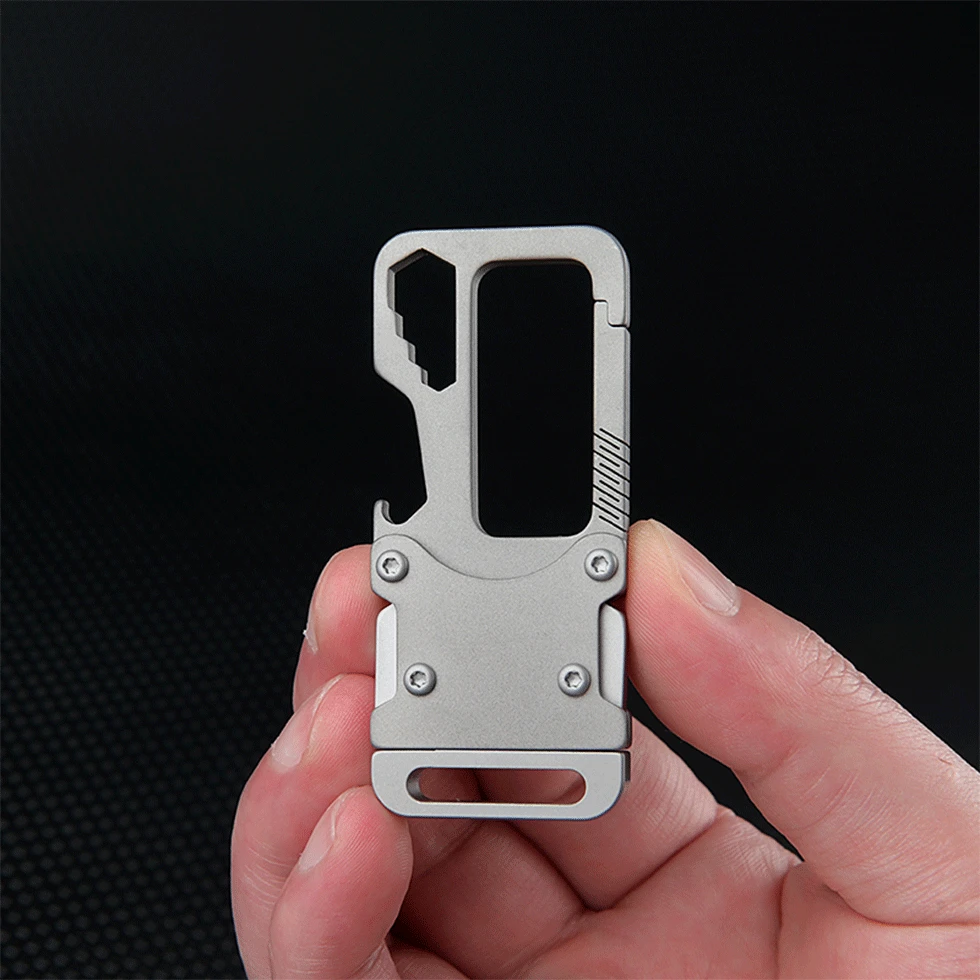 KeyRazor Titanium Carabiner Keychain - Multi-Tool with Hidden Knife, Hex Wrench & Bottle Opener EDC