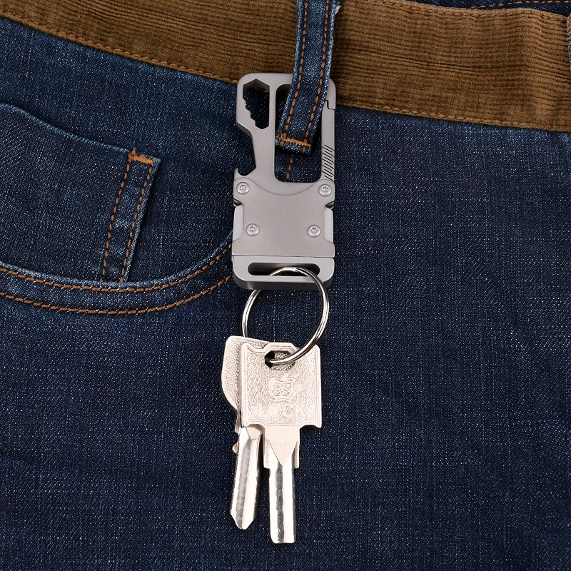 KeyRazor Titanium Carabiner Keychain - Multi-Tool with Hidden Knife, Hex Wrench & Bottle Opener EDC
