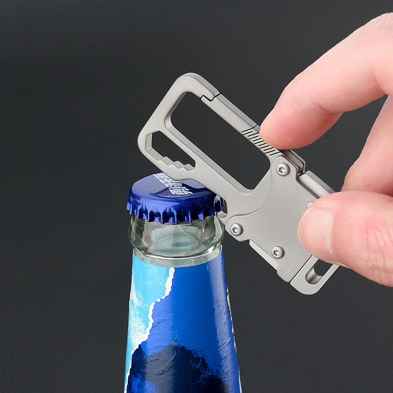KeyRazor Titanium Carabiner Keychain - Multi-Tool with Hidden Knife, Hex Wrench & Bottle Opener EDC