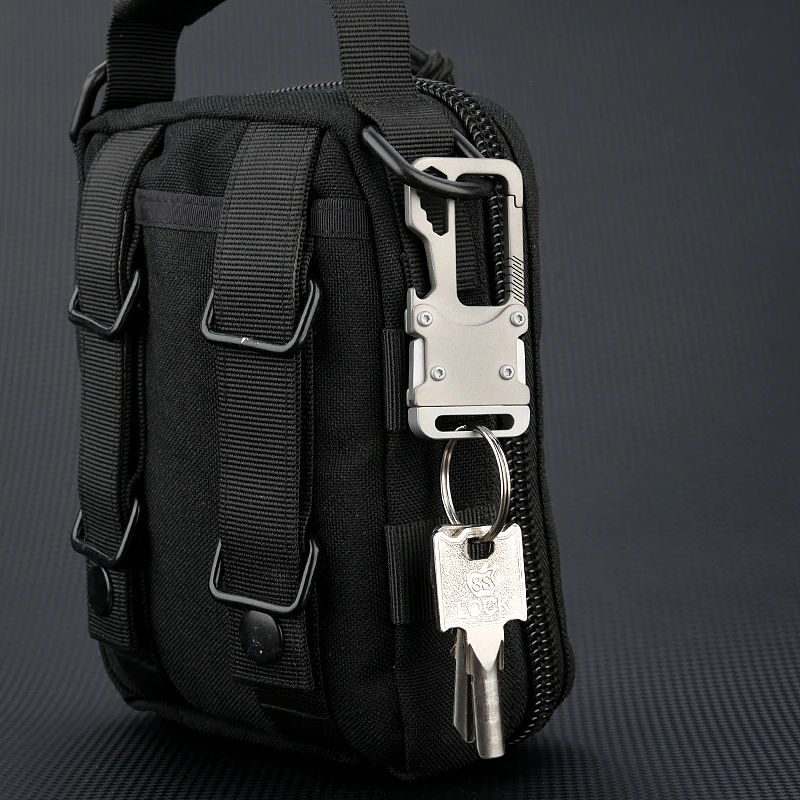 KeyRazor Titanium Carabiner Keychain - Multi-Tool with Hidden Knife, Hex Wrench & Bottle Opener EDC