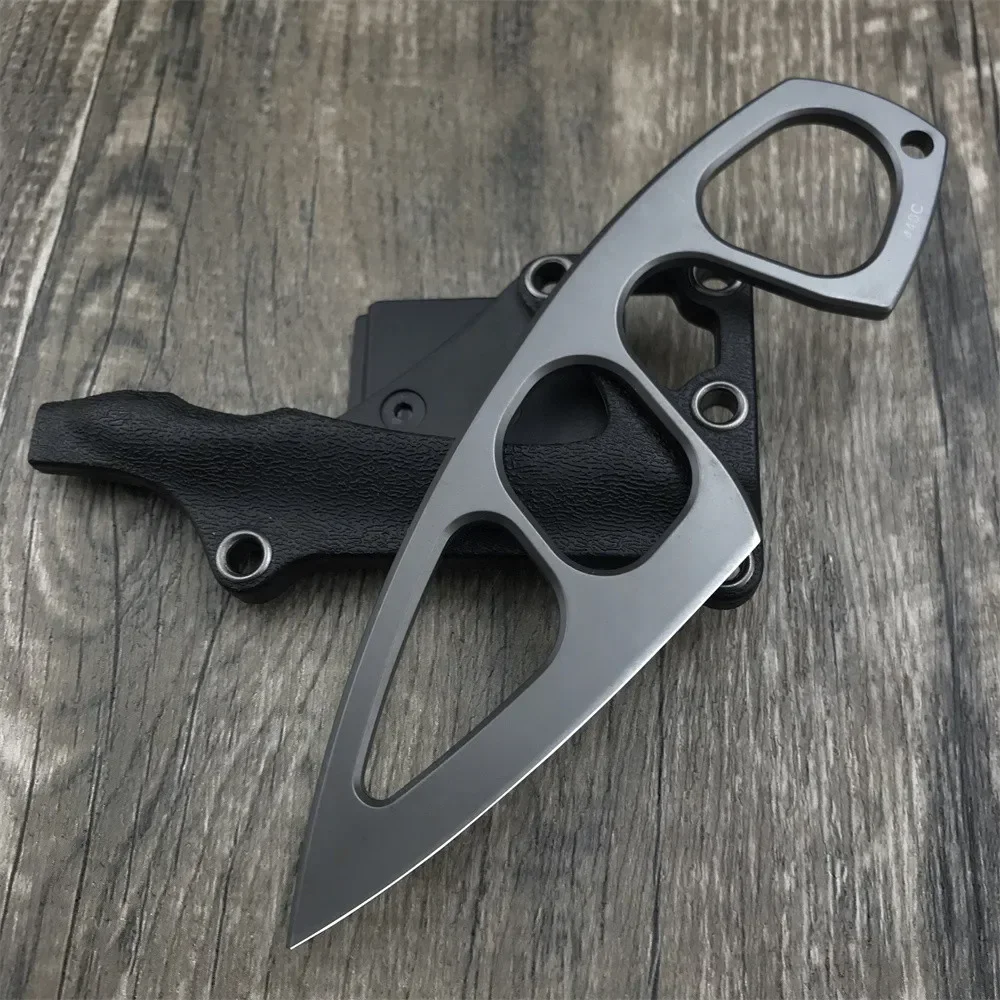 Fixed Blade Knife Camping Knife 440C Steel Titanium Oxide Coating Multi-Grip EDC Survival Knife