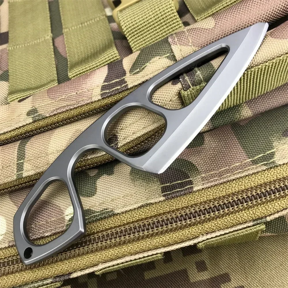 Fixed Blade Knife Camping Knife 440C Steel Titanium Oxide Coating Multi-Grip EDC Survival Knife