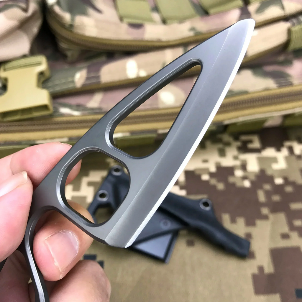 Fixed Blade Knife Camping Knife 440C Steel Titanium Oxide Coating Multi-Grip EDC Survival Knife