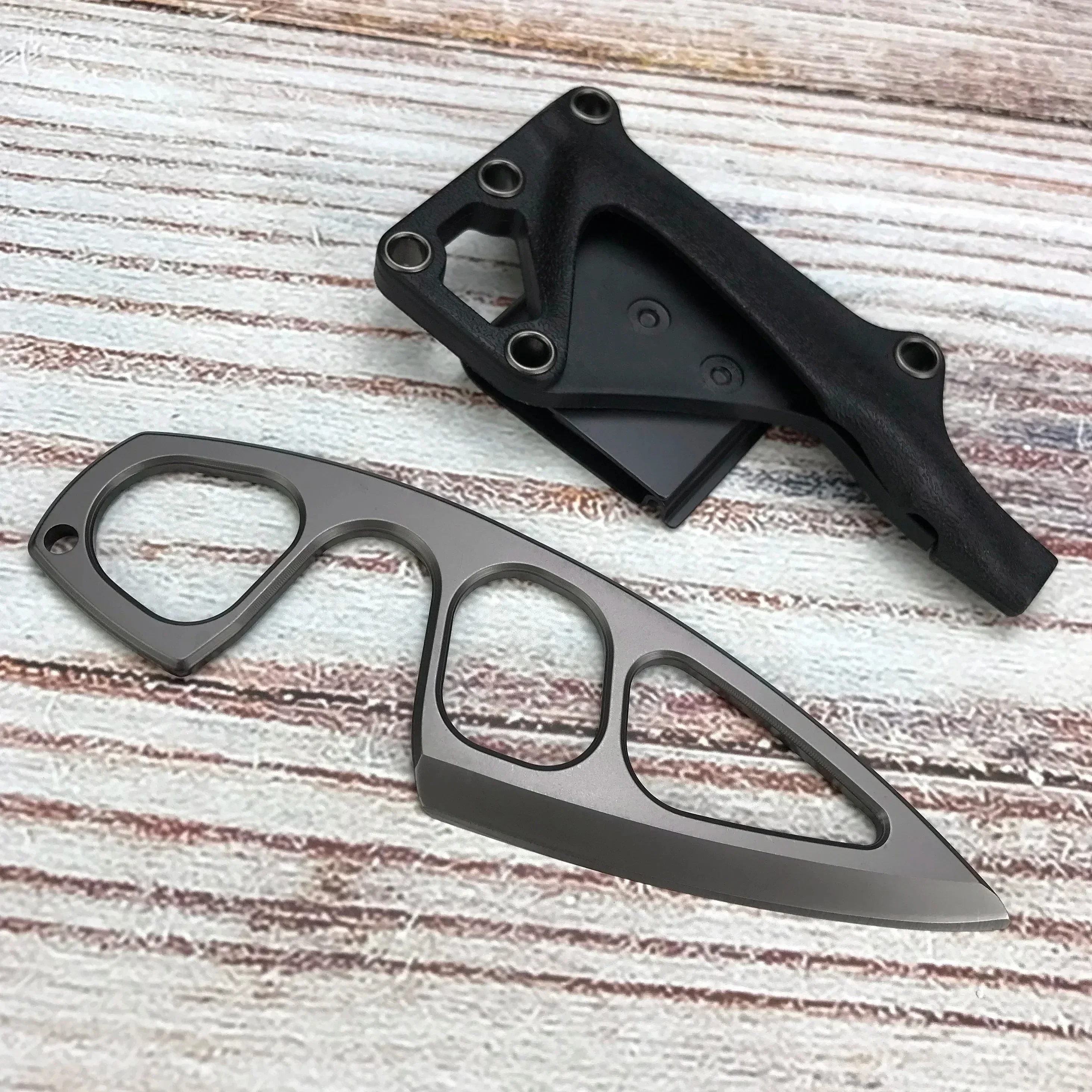 Fixed Blade Knife Camping Knife 440C Steel Titanium Oxide Coating Multi-Grip EDC Survival Knife