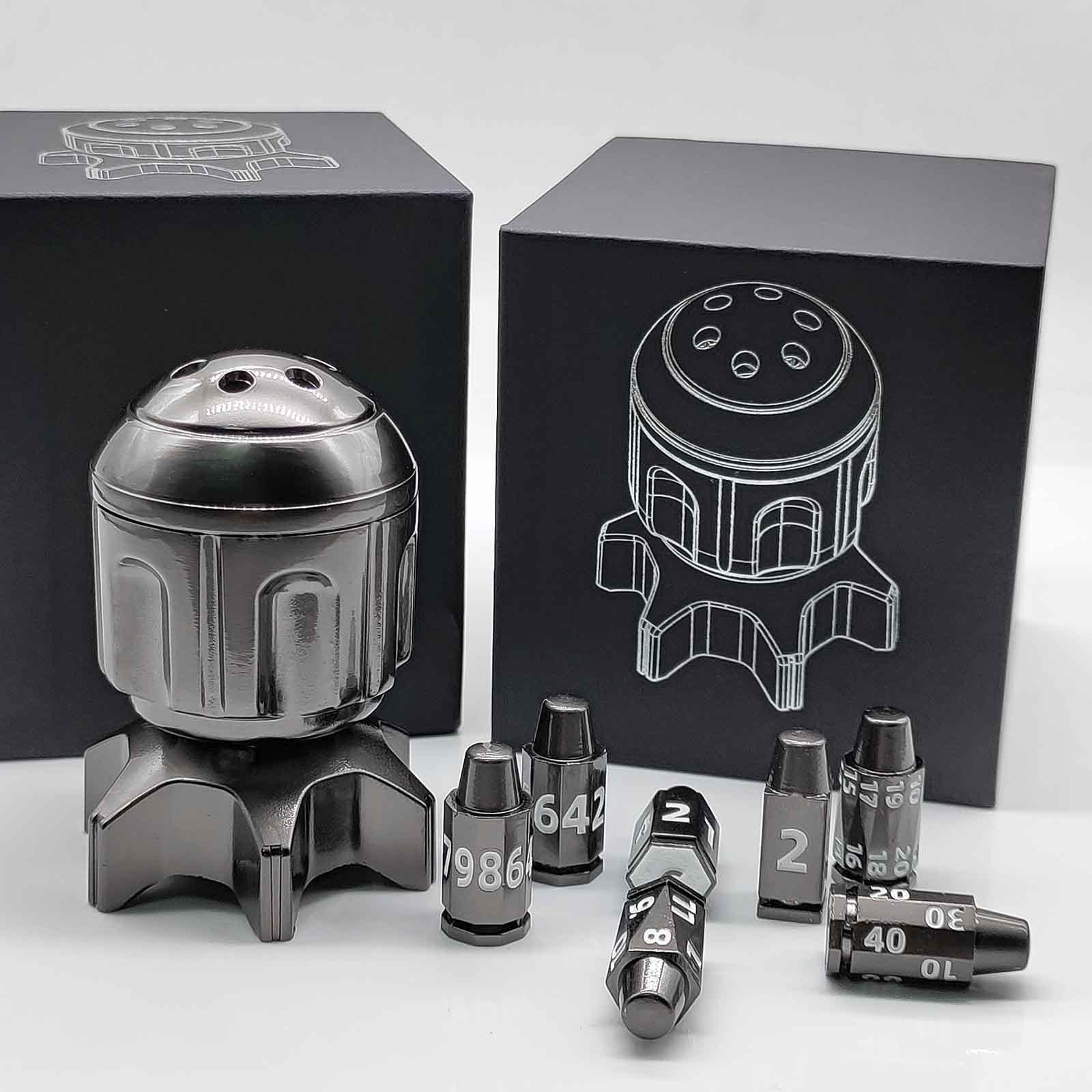 RocketDice Rotating Metal Dice Set - Zinc Alloy Bullet-Inspired EDC Fidget