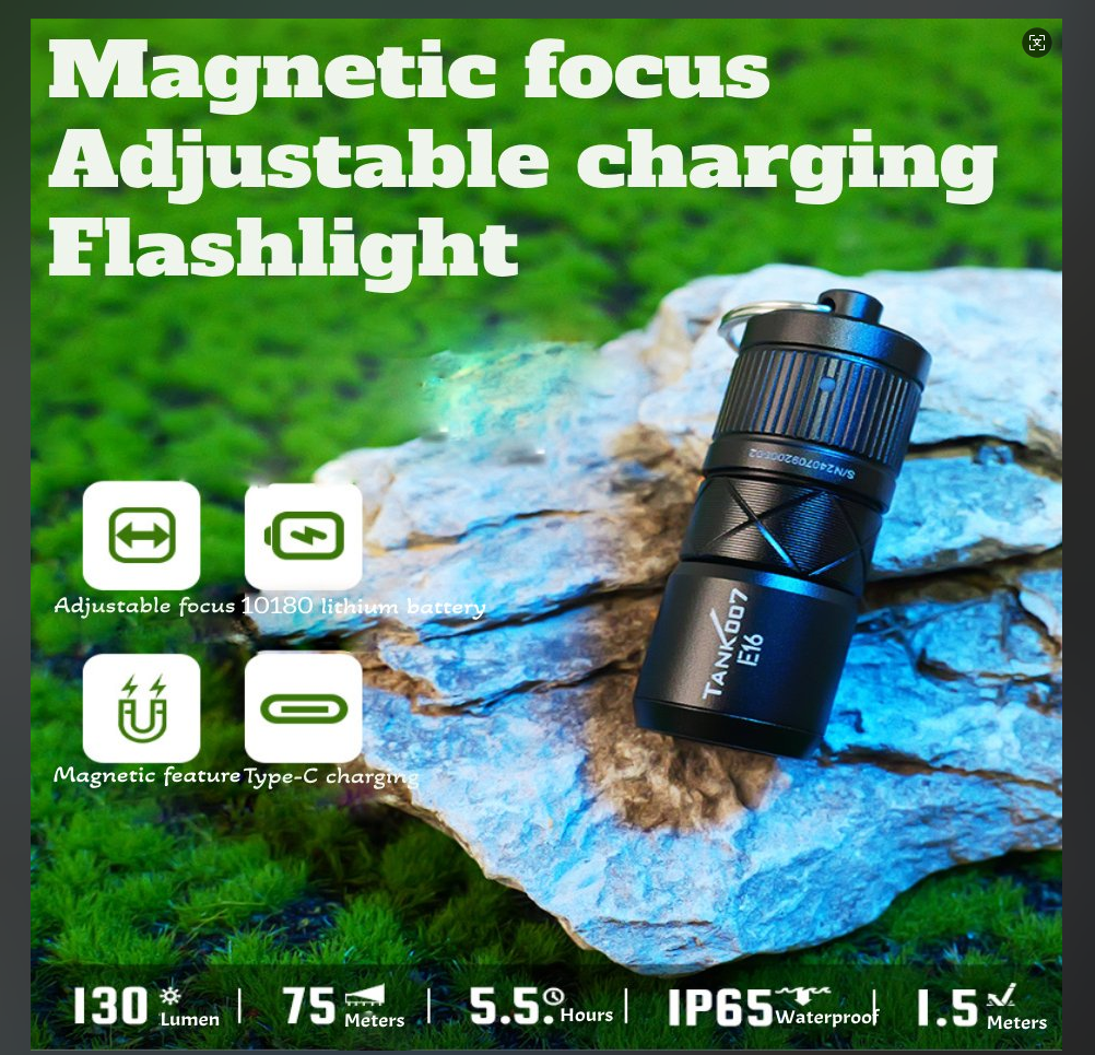 Mini Magnetic LED Flashlight - Direct Charging with Adjustable Focus & Waterproof Design EDC