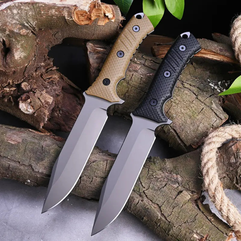 Fixed Blade Knife Stainless Steel Full Tang Stonewash Tactical Sheath Survival Hunting
