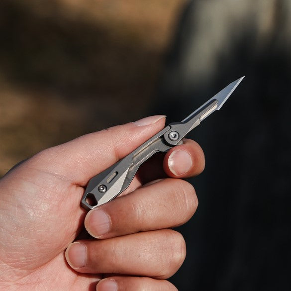 Titanium Scalpel Knife GR5 Micro Folding Replaceable Blade EDC TSA Compliant Travel